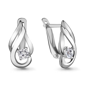 Серьги с фианитами, 925 пробы