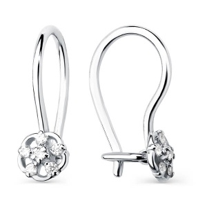 Серьги цветок из фианитов 925 пробы