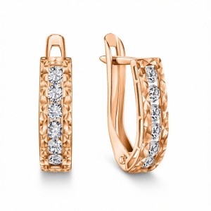 Серьги детские с фианитами, 585 пробы