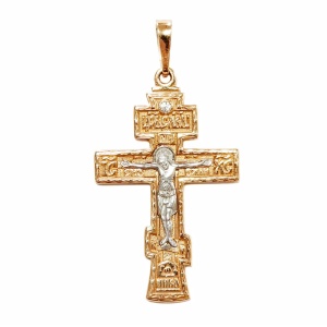 Крест православный с фианитом, 585 пробы