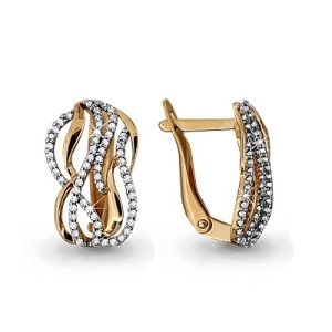 Серьги с фианитами, 585 пробы