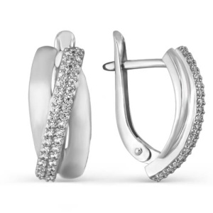 Серьги серебряные дорожки фианитов, 925 пробы
