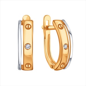 Серьги с фианитами 585 пробы