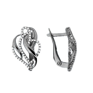 Серьги с фианитами, 925 пробы