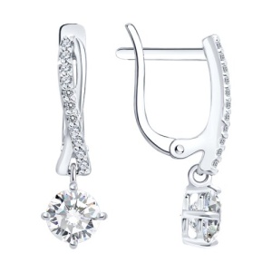 Серьги с фианитами 925 пробы