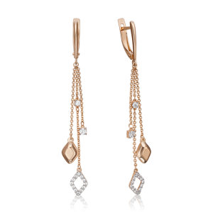 Серьги с фианитами, 585 пробы
