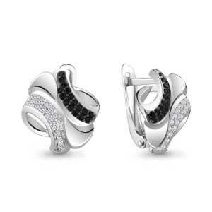 Серьги с фианитами, 925 пробы