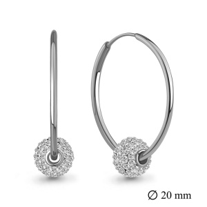 Серьги-конго с шариком из фианитов, 925 пробы