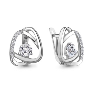 Серьги с фианитами, 925 пробы
