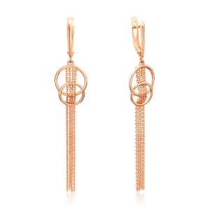Серьги длинные с кольцами 585 пробы