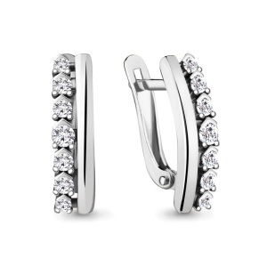 Серьги дорожка фианитов, 925 пробы