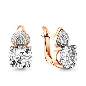 Серьги с фианитами, 585 пробы