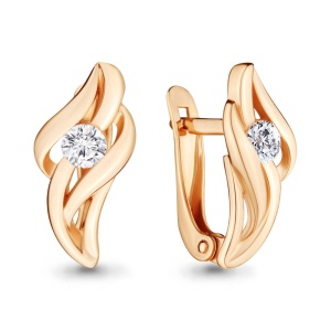Серьги с фианитами, 585 пробы