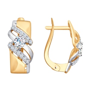 Серьги с фианитами 585 пробы