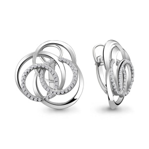 Серьги круги, бесконечность с фианитами, 925 пробы