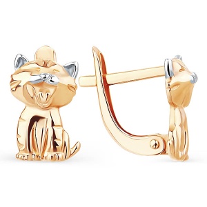 Серьги "Кошечки" 585 пробы