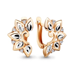 Серьги с фианитами, 585 пробы