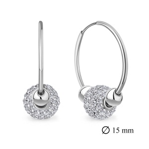 Серьги-конго с шариком из фианитов, 925 пробы