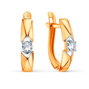 Серьги с фианитами 585 пробы