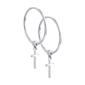Серьги-конго с декоративными крестами 925 пробы