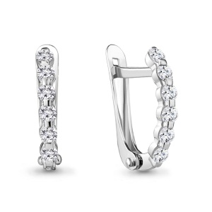 Серьги полоса фианитов, 925 пробы