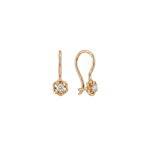 Серьги детские с фианитами 585 пробы
