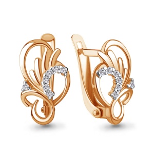 Серьги с фианитами, 585 пробы