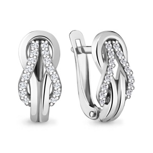 Серьги с фианитами, 925 пробы