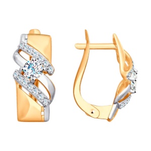Серьги с фианитами 585 пробы