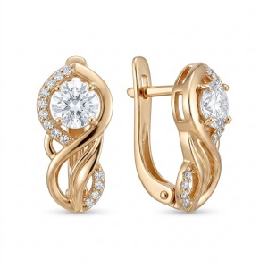 Серьги с фианитами, 585 пробы