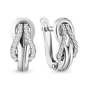 Серьги с фианитами, 925 пробы