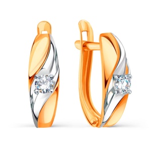 Серьги с фианитами 585 пробы