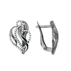 Серьги с фианитами, 925 пробы