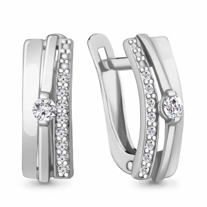 Серьги серебро 925, с фианитами
